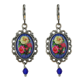 Urban Hippies - Oorbellen folklore blauwe met bloemen