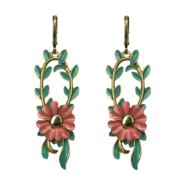 Urban Hippies - Oorbellen Prosper flowers aqua/pink