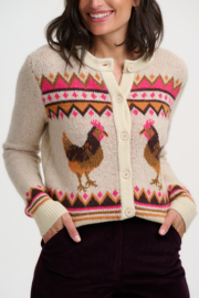 Sugarhill - Larissa cardigan cream Country chickens