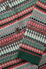 Seasalt - Percella Cove Fair Isle cardigan green dark fourage mixweaving