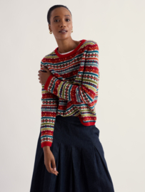 Seasalt - Percella Cove Fair Isle jumper Scillia vermillion mix