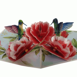 Pop-up kaart Bloemen en kolibri's