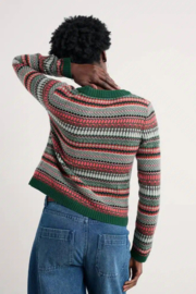 Seasalt - Percella Cove Fair Isle cardigan green dark fourage mixweaving
