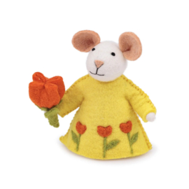 Sjaal met Verhaal - Gele muis met tulp