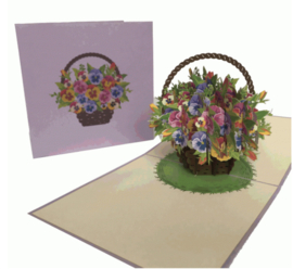 Mand met viooltjes pop-up kaart