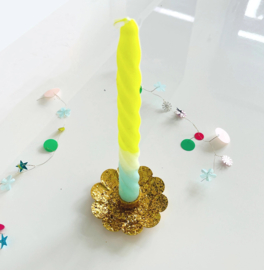 Kaarshouder Glitterbloem - Goud