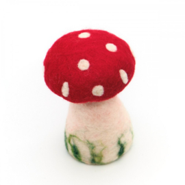 Sjaal met Verhaal Eierwarmer - Paddenstoel rood met witte stippen