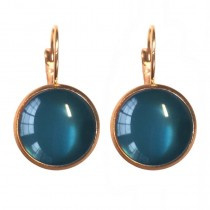 Oorbellen Dots - Teal blue gold