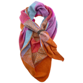 Sjaal Nina ruit Oranje/roze - Lot 83