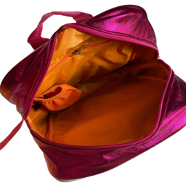 Kunstboer- Rugtas Poes met bril fuchsia