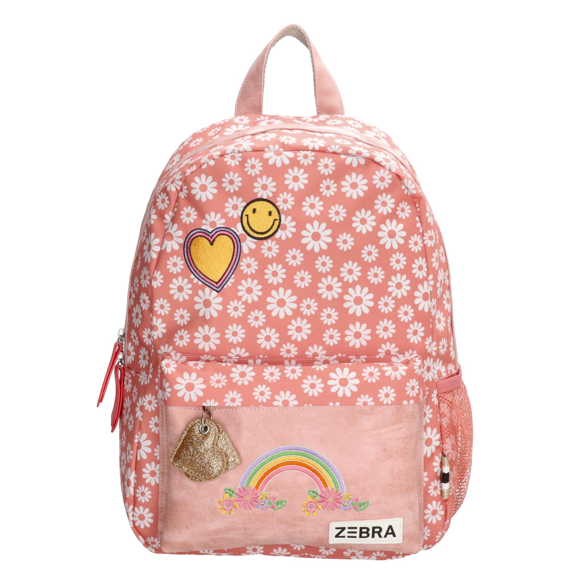 Zebra - Rugtas roze bloemetjes en regenboog