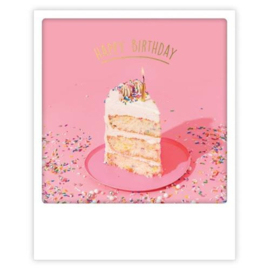 Polaroidkaart Happy Birthday taartje
