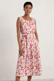 Seasalt - Belle Fit & flare midi dress Bold Camellia brick