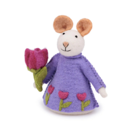 Sjaal met Verhaal - Paarse muis met tulp