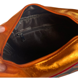 Kunstboer- Schoudertas Retro cirkels oranje