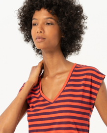 Surkana - Mouwloos shirt streep oranje