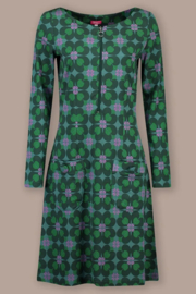 Tante Betsy - Dress Zippie Round Leafy green