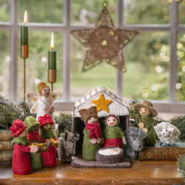 Sjaal met Verhaal - Kerststal rood/groen