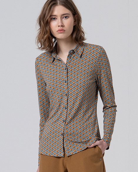 Surkana - Blouse Omfo camel/blue