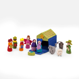 Sjaal met Verhaal - Kerststal multicolor