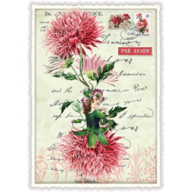 Flowerfairy pink flower glitterkaart
