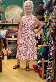 Seasalt - Belle Fit & flare midi dress Bold Camellia brick