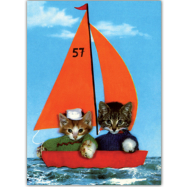 Retro zeilboot kaart