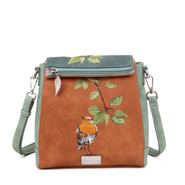 Hi-di-Hi tas Tweet cognac/ d.blue/ l.green