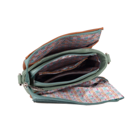 Hi-di-Hi tas Tweet cognac/ d.blue/ l.green