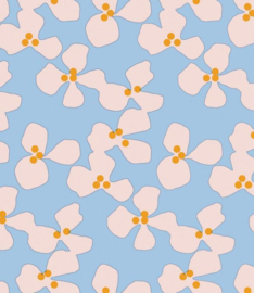 PVC tafelzeil Lola - Lichtblauwe met bloemen