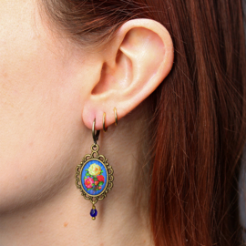 Urban Hippies - Oorbellen folklore blauwe met bloemen