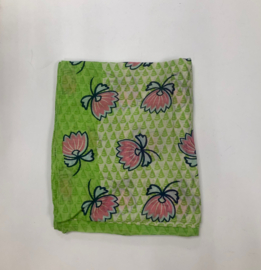 Surkana - Scarf green and pink flowers