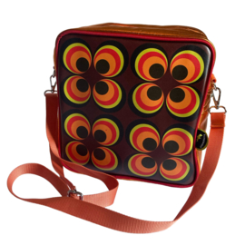 Kunstboer- Schoudertas Retro cirkels oranje