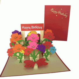Pop-up kaart Happy Birthday bloemen