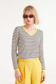 Compania Fantastica - Trui stripes zwart-wit/geel