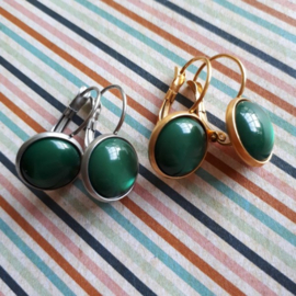 Oorbellen Dots  Glossy green GP