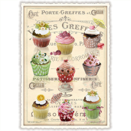 Kaart met glitters - Gebakjes