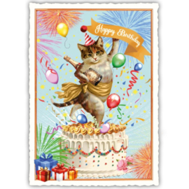 Kat uit de taart glitterkaart