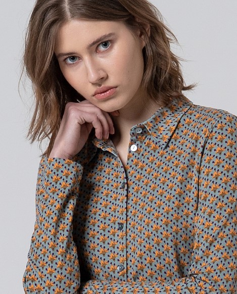 Surkana - Blouse Omfo camel/blue