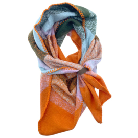Sjaal Nina ruit Oranje/groen - Lot 83