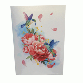 Pop-up kaart Bloemen en kolibri's