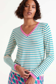 Compania Fantastica - Trui stripes turquoise/pink