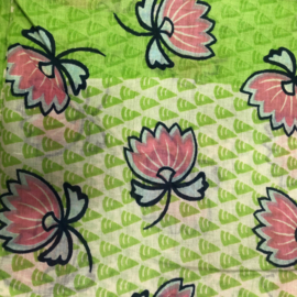 Surkana - Scarf green and pink flowers