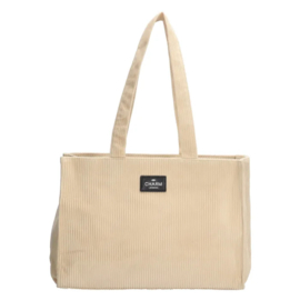 Ribtas shopper creme wit