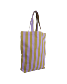 Shopper lila olijfgroen streep
