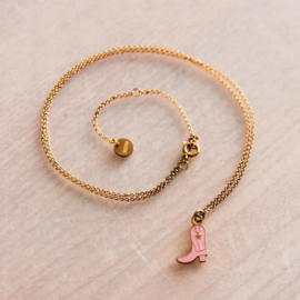Ketting met zachtroze cowboylaars
