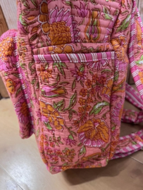 Stoffen rugtas roze-oranje bloemen