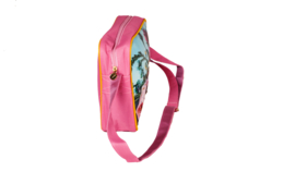 Kunstboer- Schoudertas Retro bloemen magenta