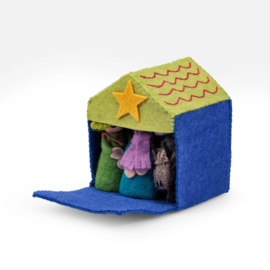Sjaal met Verhaal - Kerststal multicolor