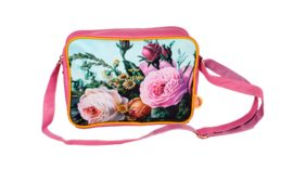 Kunstboer- Schoudertas Retro bloemen magenta